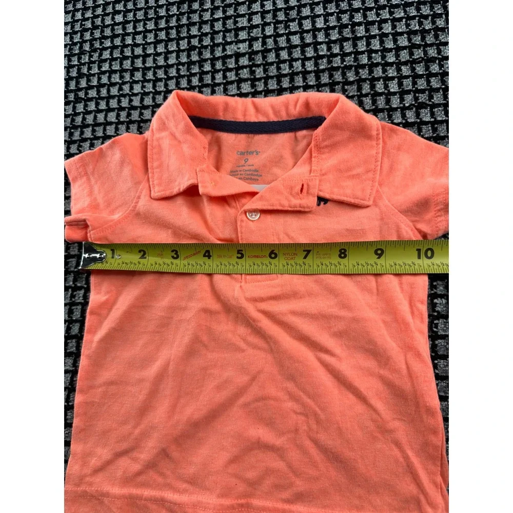 Carter's Polo Shirt Baby 9M Orange Excellent Short Sleeve Dog Logo 229G123